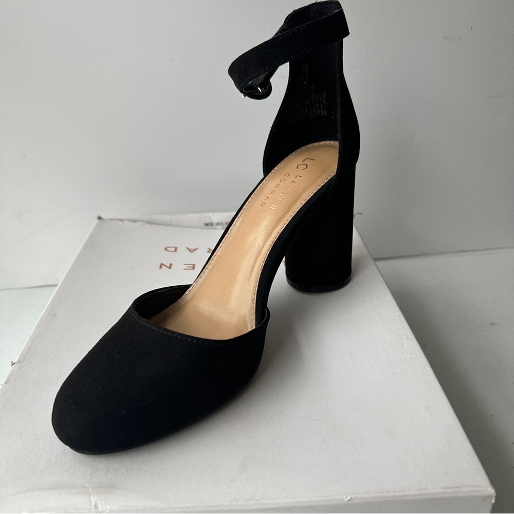 LC Lauren Conrad Women's Hydrangea Comfort High Heels Black Size 10M Closed Toe